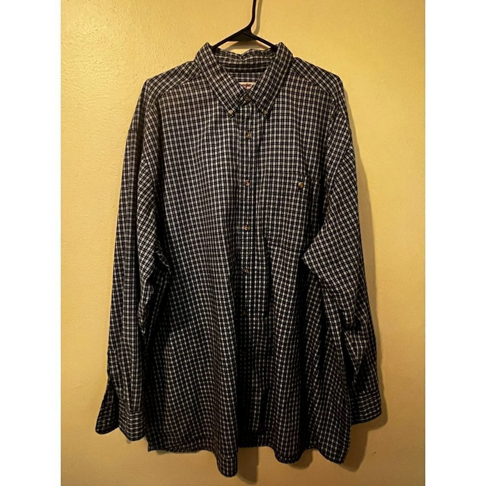 Men's Vintage Wrangler Rugged Wear Plaid Button Up Shirt Size XL [EXCELLENT]